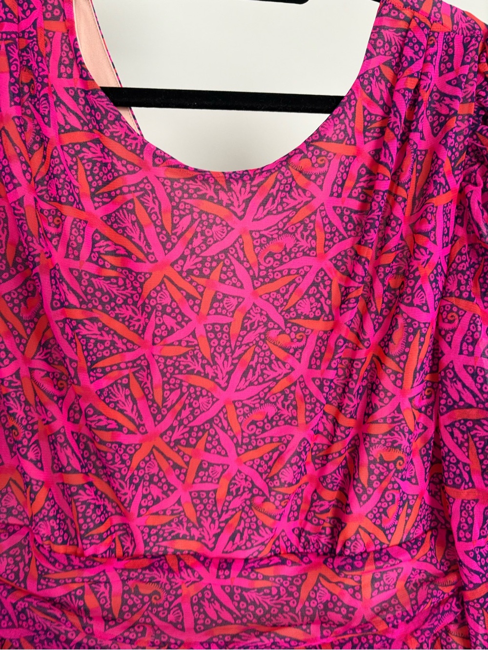 Lilly Pulitzer Hot Pink & Orange Patterned Long-Sleeve Mini Dress - Picture 3 of 7